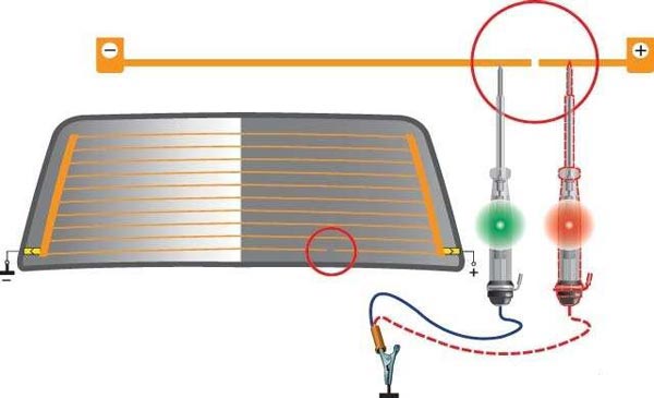 схема ремонта обогревателя заднего стекла
