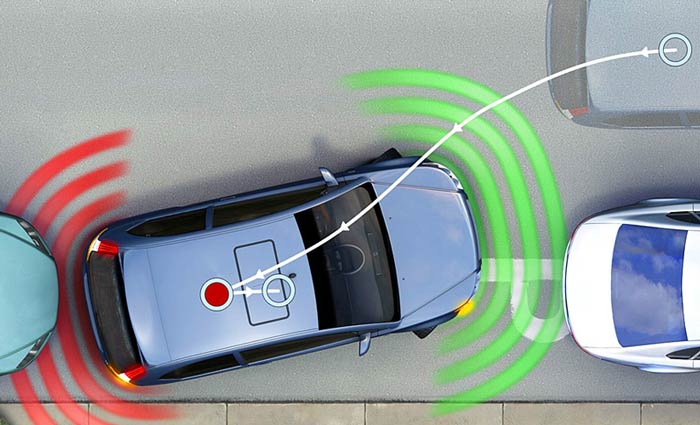 схема работы парктроника с 6 или 8 датчиками при движении задним ходом